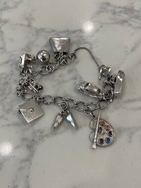 Silver Charm Bracelet - 9 Charms